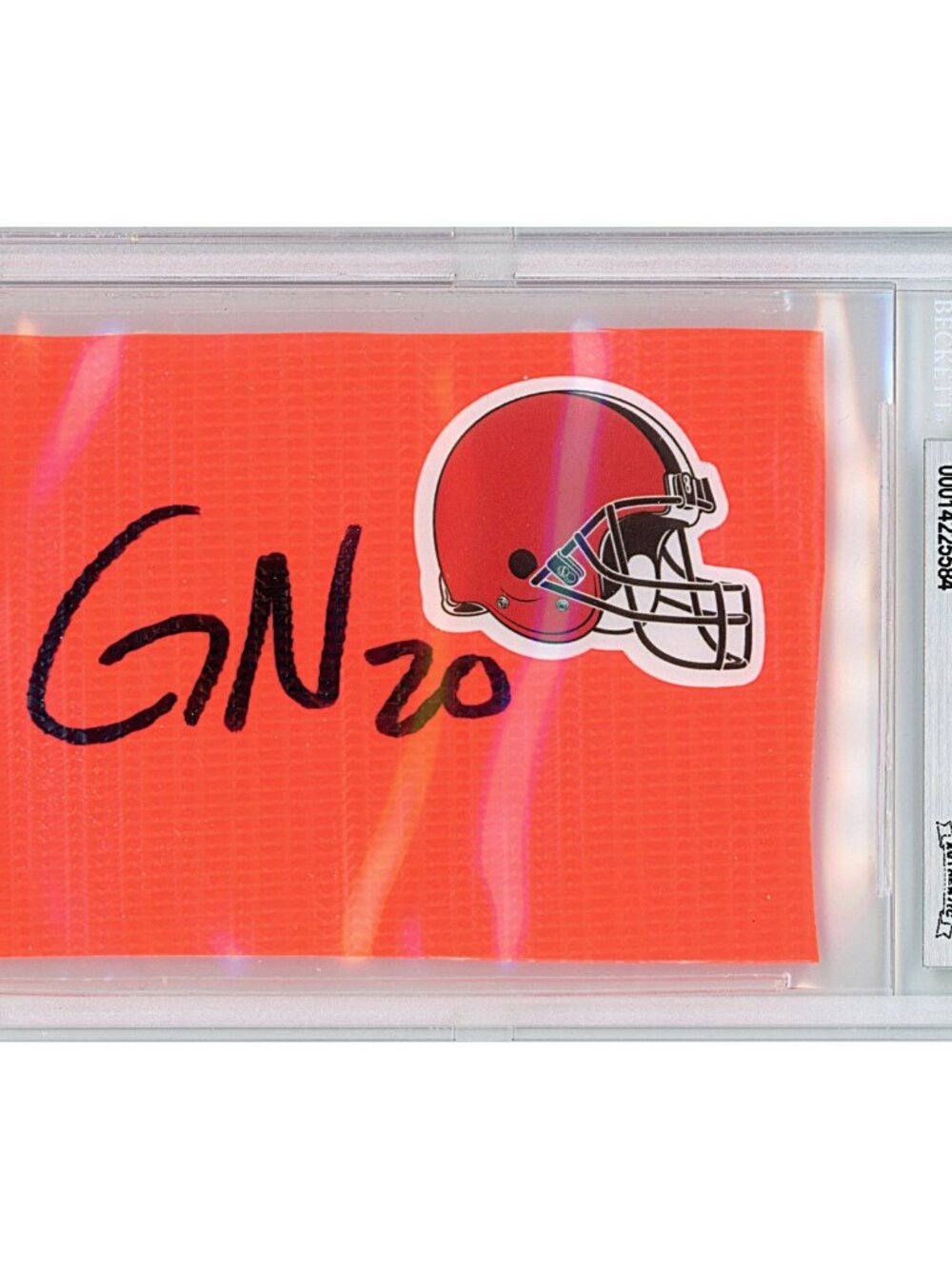 Greg Newsome Signed Cleveland Browns Football Pylon Piece Beckett Slab Autograph